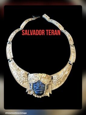 1960 Salvador Teran Mayan Gold Collection Collar Necklace (t125)